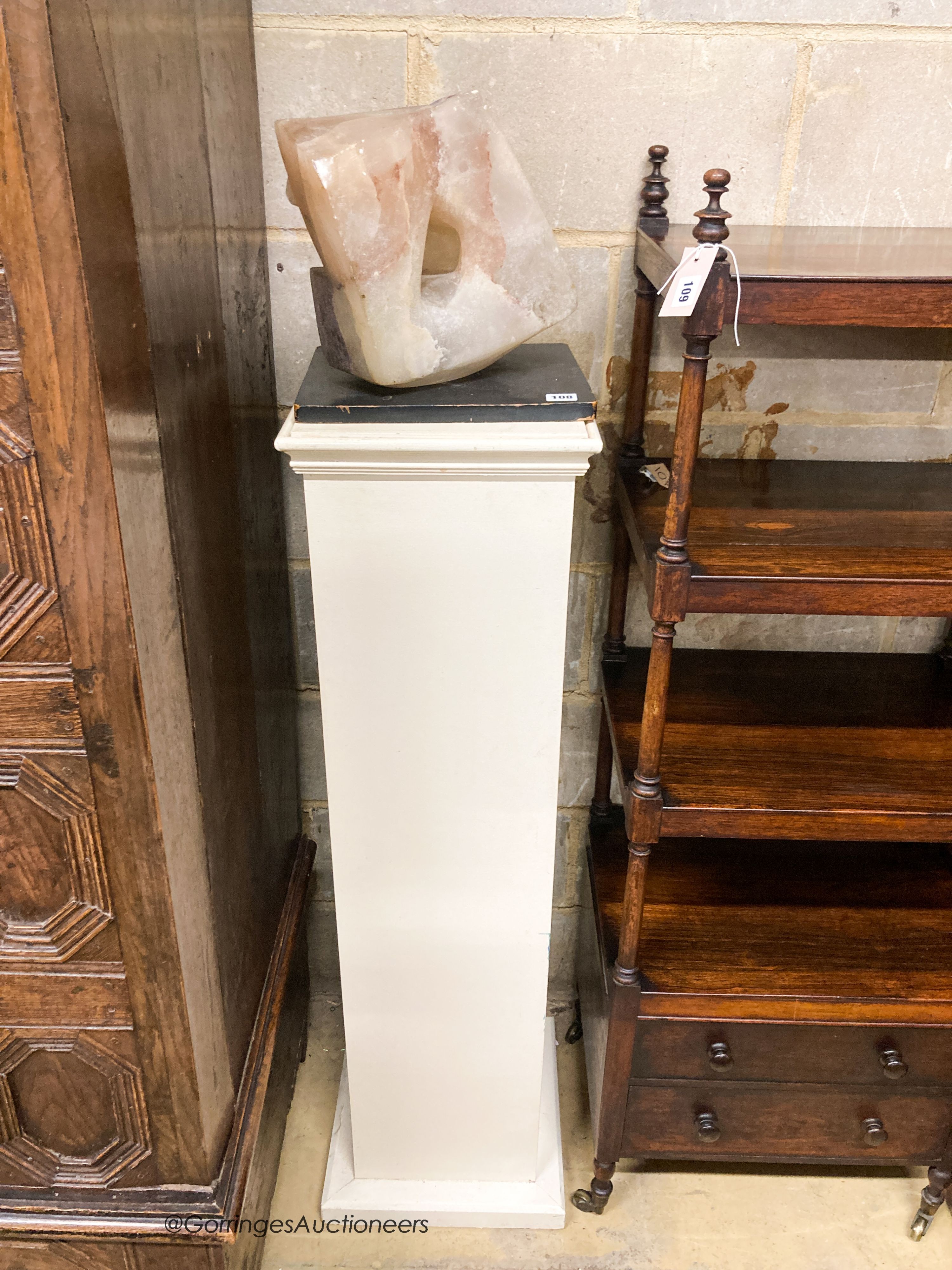 Wilby Hart, alabaster carving, on pedestal, total height 152cm